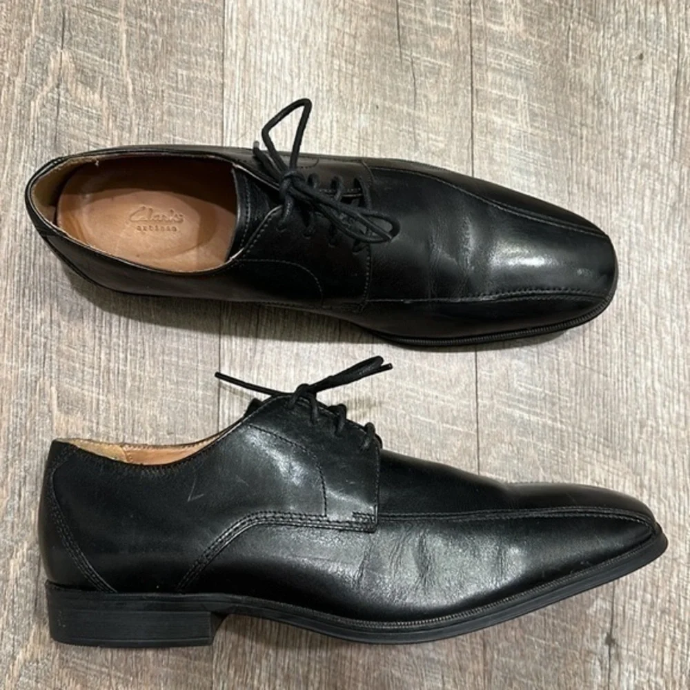 Clarks artisan black leather lace up Oxford dress shoes size 10